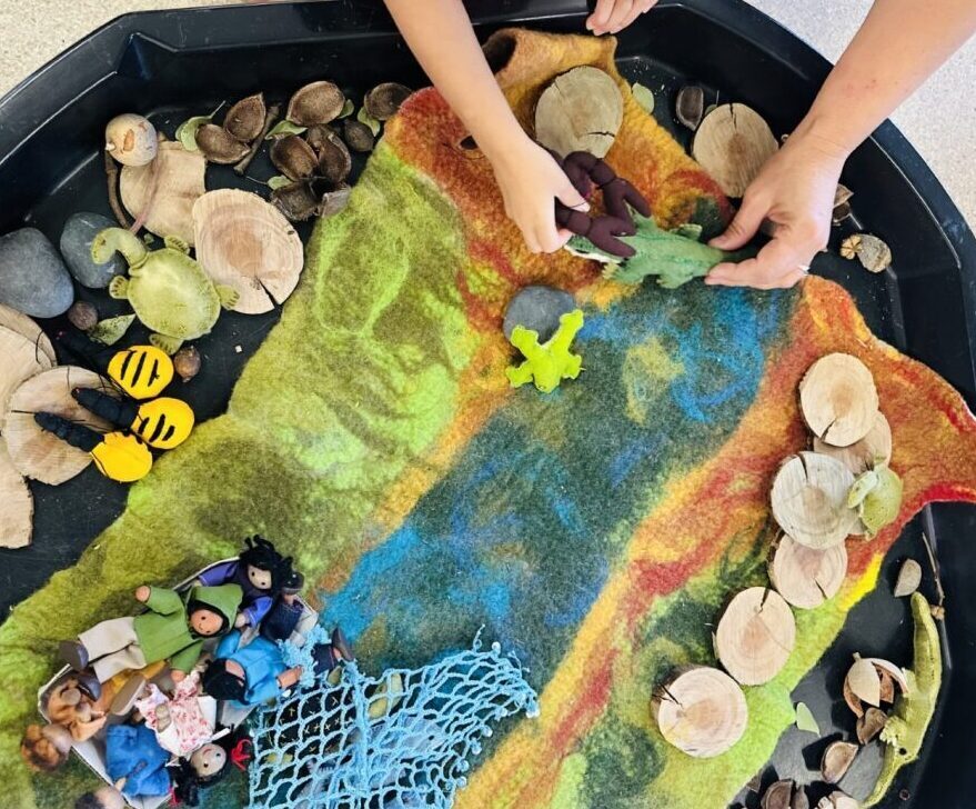 Felt story board and animals at play